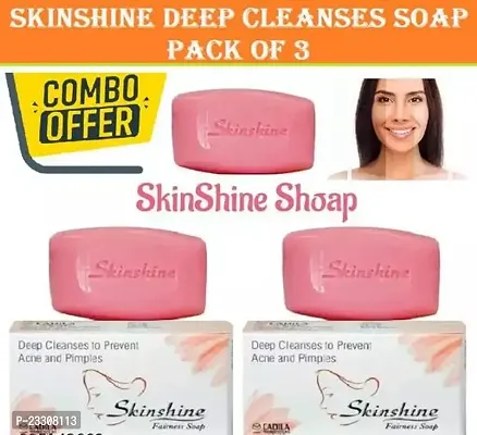 Refreshing Skinshine Fairness Bathing Soap deep Cleanses Anti Acne Pimples Soap (75gm Each) Pack of 3