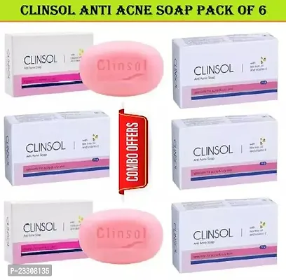 Premium Clinsol Soap With Tea Tree Oil and Vitamin E, Anti Acne Soap Pack of 6