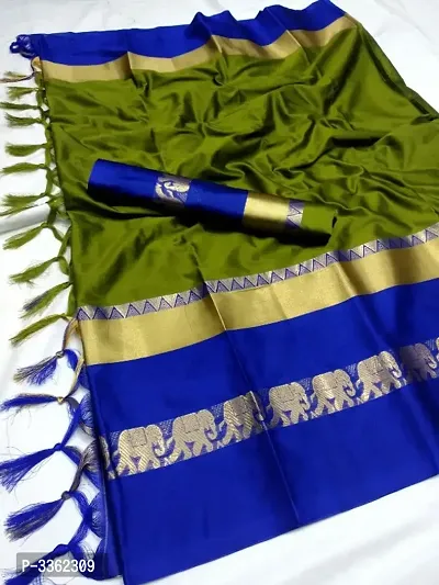 Women's Beautiful Cotton Silk Saree with Blouse Piece-thumb0