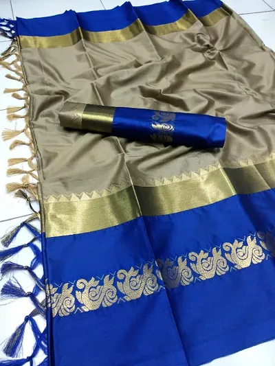 New In Cotton Silk Saree with Blouse piece