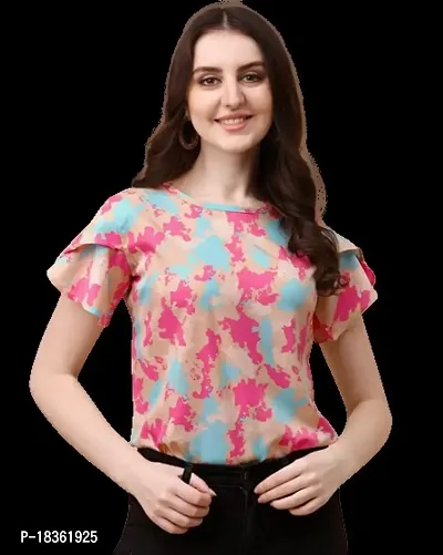 Aparejar  Casual Puff Sleeves Printed Women Top-thumb0