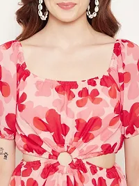 Pink Floral Georgette Mini Dress-thumb1