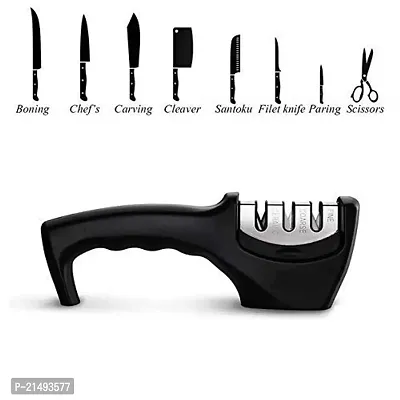 JIGAR Kitchen Manual Knife Sharpener 3 Stage Sharpening Tools for Ceramic Steel and Knives-thumb2