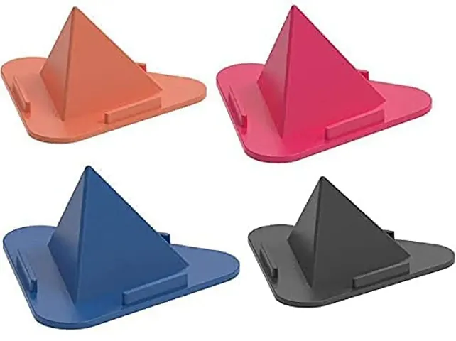JIGAR Desk Table Mobile Holder Stand Triangle Pyramid Shape Mobile Holder - Anti Slip, Safe, Multi Angle Table Mobile Holder, Mobile Mount, Mobile Stand Pack of 10 (Multi Color)