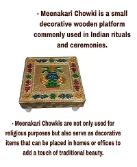 Pack of 6 Idol Sitting Chowki Pooja for God Idol Wooden Handcrafted Chowki Pooja Bajot for Mandir in Home Traditional Design Chowki Pooja Bajot 3 INCH-thumb4