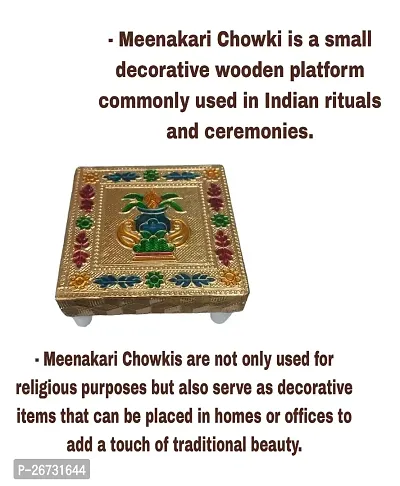 Pack of 6 Idol Sitting Chowki Pooja for God Idol Wooden Handcrafted Chowki Pooja Bajot for Mandir in Home Traditional Design Chowki Pooja Bajot 3 INCH-thumb5