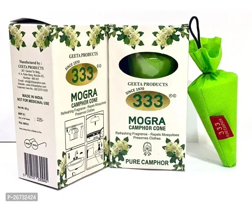 333 Brand Mogra flevar Camphor Cone - Room, Car and Air Freshener BOX 60 GM PACK OF 1-thumb3