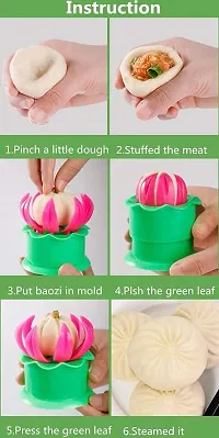 Plastic Momos Dumpling Maker Dough Press Mould Shapes Pink And Green-thumb3