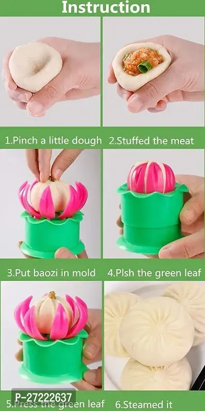 Plastic Momos Dumpling Maker Dough Press Mould Shapes Pink And Green-thumb4