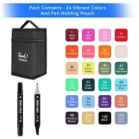 24Pcs Dual Tip Art Markers With Carrying Case-thumb1