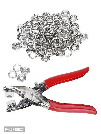 200PC Silver Button Thickened Snap Fasteners Kit-thumb0