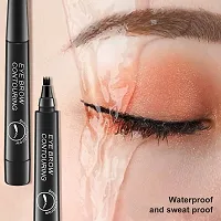 Eyebrow Liquid Makeup Pen with 4 Micro-Fork Tip Brow, Flawless Natural-Looking Brow| Waterproof, Long Lasting  Smudge Proof, Microblading Clear Eyebrow Pen | Stays on All Day (Black)-thumb3