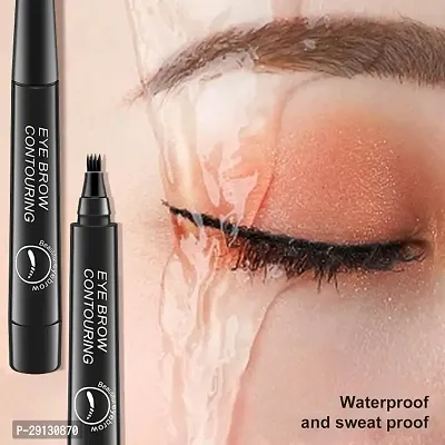 Eyebrow Liquid Makeup Pen with 4 Micro-Fork Tip Brow, Flawless Natural-Looking Brow| Waterproof, Long Lasting  Smudge Proof, Microblading Clear Eyebrow Pen | Stays on All Day (Black)-thumb4