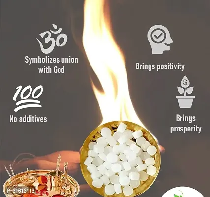 Pure Camphor Tablets (50 Grams), Kapoor Goli, Karpooram for Puja, Aarti, Meditation-thumb2