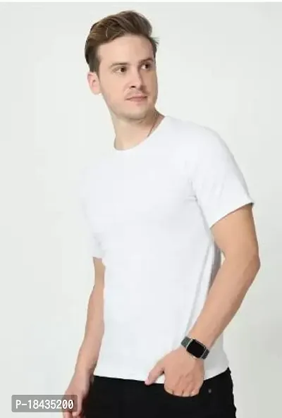 Reliable White Cotton Solid Tshirt For Men-thumb0