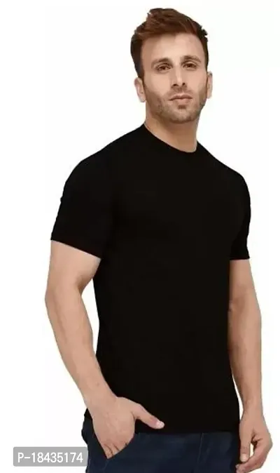 Reliable Black Cotton Solid Tshirt For Men-thumb0