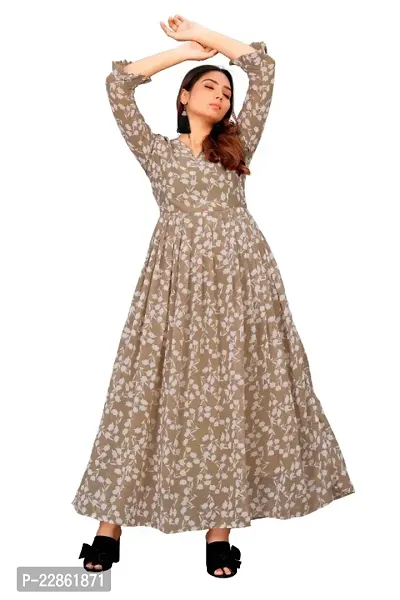 Classic Georgette Printed Maxi Dress for Women-thumb0