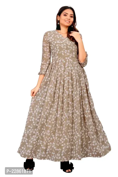 Classic Georgette Printed Maxi Dress for Women-thumb2