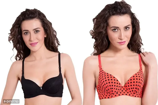 pavvoin doted Polka and neted pro Push-up Bra(Pack of 2,dotnetpush1_36)