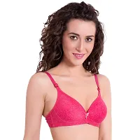 pavvoin Women's Red T-Shirt, Padded Bra-thumb1