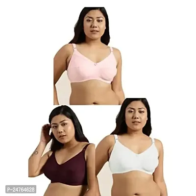 pavvoin Women Plus Size Heavy Bust Full Coverage Non-Padded,Non Wired Pure Cotton Everyday Bra