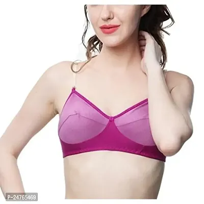 Buy FEELBLUE Comfort Women's Transparent Strap Non-Padded Non-Wired Cotton  Bra at