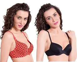 pavvoin doted Polka Push-up and Underwire t-Shirt Bra (Pack of 2,dotpltshirt2_34) Multicolour-thumb1