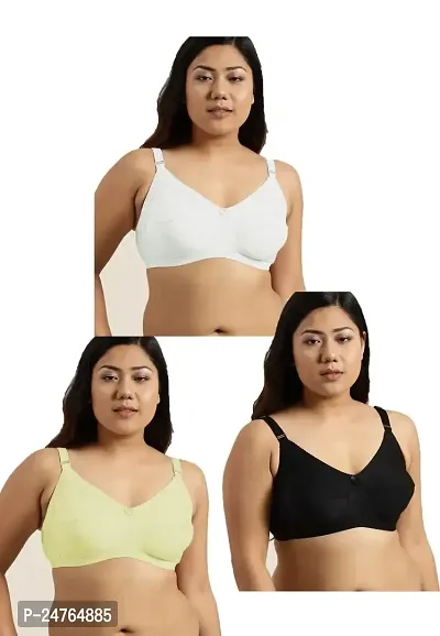 pavvoin Women Plus Size Heavy Bust Full Coverage Non-Padded,Non Wired Pure Cotton Everyday Bra-thumb0