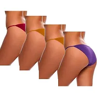 pavvoin Women's String Thong Bikini Cotton Lycra Panty for Women and Girls for Daily use (Pack of 10) Panty(multicolered,stemstem1)-thumb3