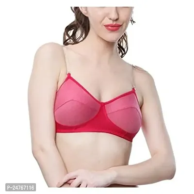 pavvoin Women's Spandex  Poly Cotton Non-Padded Non-Wired Bra (vicred_32_Red_32)