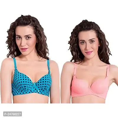 pavvoin doted Polka and neted pro Push-up Bra(Pack of 2,dotnetpush2_32)-thumb0
