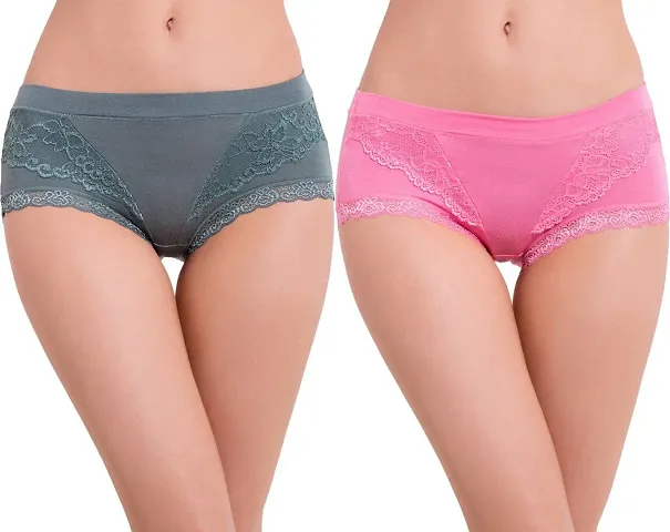 pavvoin Pack of 2 Embroidered Hipster Brief(Multicolored,embemb1_L)