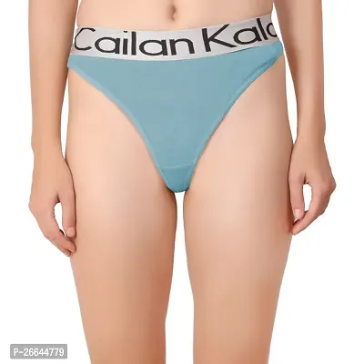 cailan kalai cotton blend blue thong panty for women pack of 1-thumb0