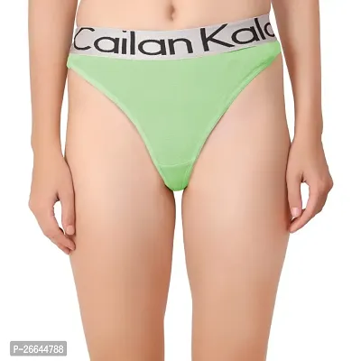 cailan kalai cotton blend green thong panty for women pack of 1