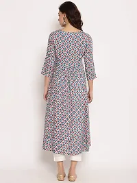 Mussy Designer Blue Viscose Rayon Printed A-line Kurta-thumb1