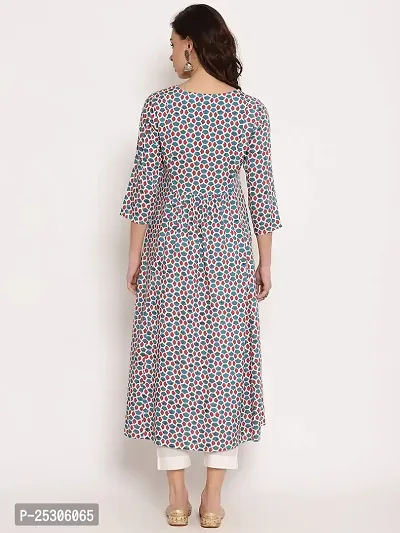 Mussy Designer Blue Viscose Rayon Printed A-line Kurta-thumb2