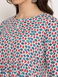 Mussy Designer Blue Viscose Rayon Printed A-line Kurta-thumb4