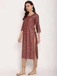 Mussy Designer Maroon Viscose Rayon Printed Straight Kurta-thumb2