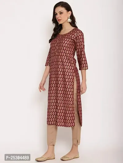 Mussy Designer Maroon Viscose Rayon Printed Straight Kurta-thumb3