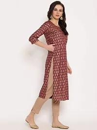 Mussy Designer Maroon Viscose Rayon Printed Straight Kurta-thumb3