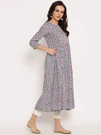 Mussy Designer Blue Viscose Rayon Printed A-line Kurta-thumb3