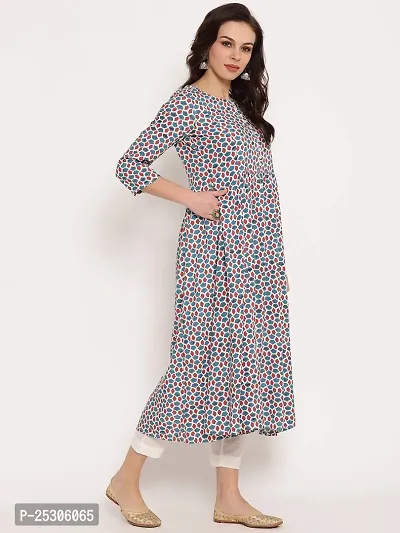 Mussy Designer Blue Viscose Rayon Printed A-line Kurta-thumb4