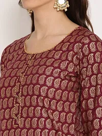 Mussy Designer Maroon Viscose Rayon Printed Straight Kurta-thumb4