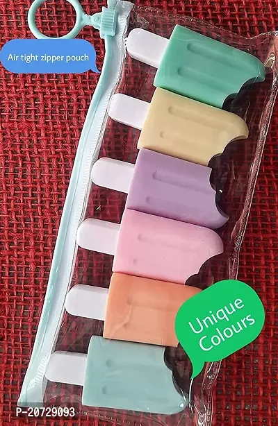 UKRAAFT Quirky Pastel Ice Cream Stick Popsicle Shape Highlighters | Set Of 6 Pastel Shades | Chisel Tip Fine Grip Marker Pen | For Stationery Hoarders  Kids | Party Return Gifts For Girls-thumb2