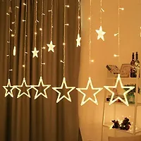 lovelyhome Curtain String Lights, 2.5m 12 Stars 138 LED Window Curtain Lights Star Lights with 8 Flashing Modes Diwali Decoration String Lights for Christmas Wedding Party Home Garden, Warm White-thumb2