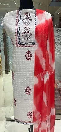 Elegant Block Print Dress Material with Dupatta