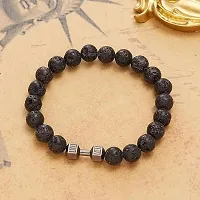 EDMIRIA Friendship 2 PCS Dumbbell Bracelet for Man Gym Bracelet 8mm Lava Natural Stone Stretch Beads Bracelet with Dumbbell Weight Bracelet for Menn Lava Black + Lava Silver-thumb3