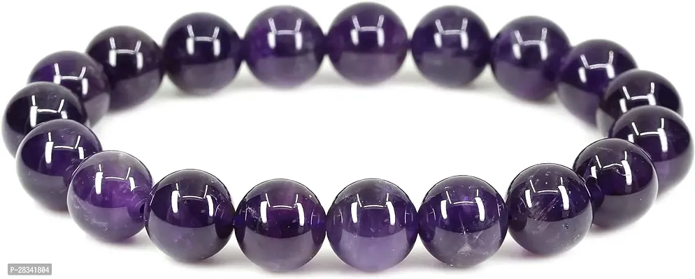 EDMIRIA 10mm SemiPrecious Natural Stone Gemstones Healing Crystal Stretch Beaded Bracelet for Men Women Amethyst-thumb0