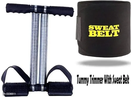 Perfect for Fitness 4 in 1 Ab Tummy Trimmer with Sweat Belt Combo Weight Loss Women  Men Trimmer-Abs Exerciser-Body Toner Sweat Belt (Free Size)-thumb0