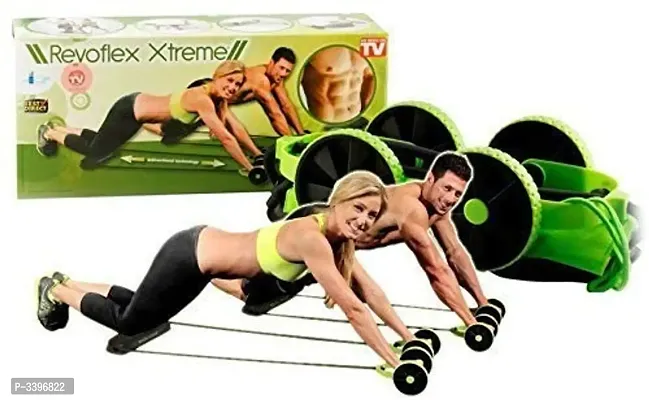 Revoflex Xtreme Workout Rubber Bands with Power Strech Roller Wheel Ab Exerciser